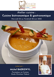 Atelier cuisine : Cuisine bistronomique et cuisine gastronomique<br><strong><or>Du mercredi 4 au vendredi 6 juin 2025</strong></or>