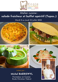 Atelier cuisine :<br>Salade fraicheur et buffet apéritif (Tapas,...)<br><strong><or>Du mardi 8 au jeudi 10 juillet 2025</strong></or>