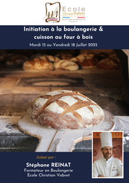 Initiation a la boulangerie, la boulangerie dans tous ses états<br>Cuisson au four à bois<br><strong><or>Du mardi 15 au vendredi 18 Juillet 2025</strong></or>